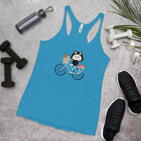 Ben-E Cat Bicycle Women's Racerback Tank