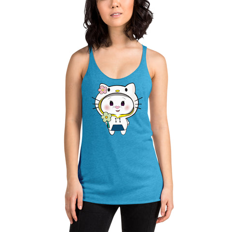 Bon-E Kitty Flower Women's Racerback Tank