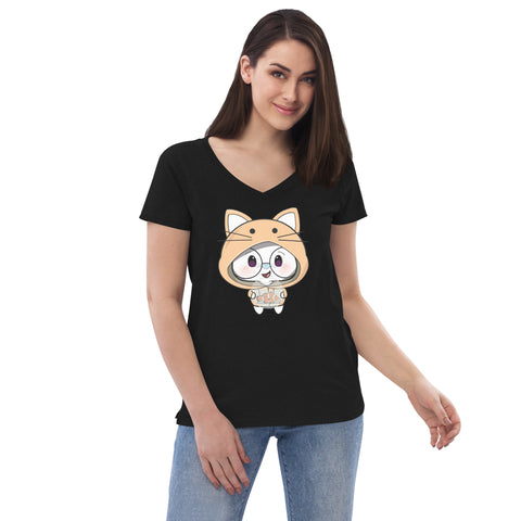 Ben-E Cat Fish Bowl  Women’s recycled v-neck t-shirt