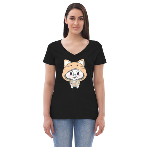 Ben-E Cat Fish Bowl  Women’s recycled v-neck t-shirt