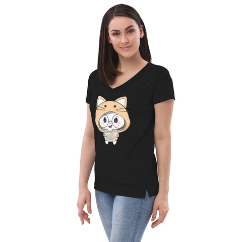 Ben-E Cat Fish Bowl  Women’s recycled v-neck t-shirt