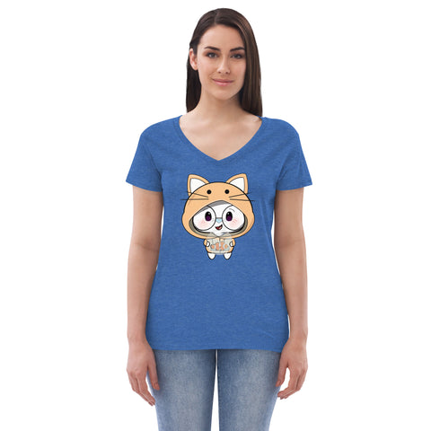 Ben-E Cat Fish Bowl  Women’s recycled v-neck t-shirt