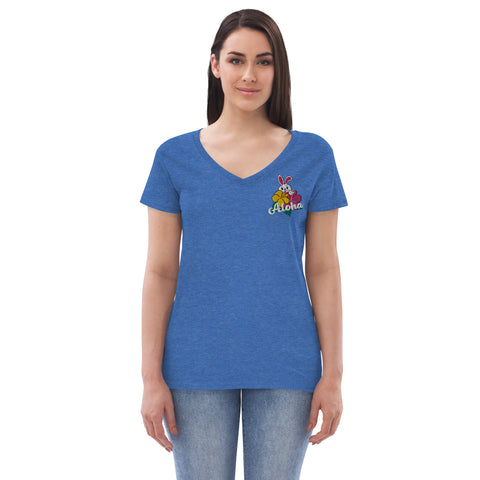 Aloha Women’s embroidered recycled v-neck t-shirt