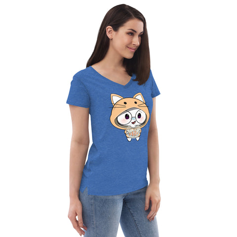 Ben-E Cat Fish Bowl  Women’s recycled v-neck t-shirt