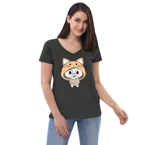 Ben-E Cat Fish Bowl  Women’s recycled v-neck t-shirt