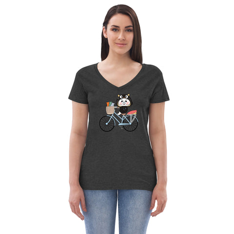 Ben-E Cat Bicycle Women’s recycled v-neck t-shirt