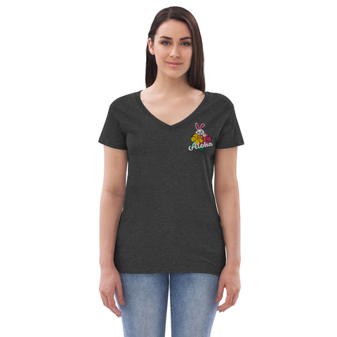 Aloha Women’s embroidered recycled v-neck t-shirt