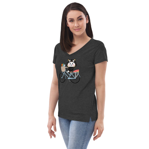 Ben-E Cat Bicycle Women’s recycled v-neck t-shirt