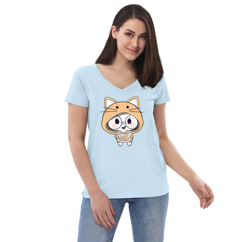 Ben-E Cat Fish Bowl  Women’s recycled v-neck t-shirt