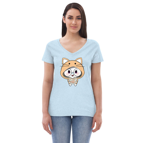 Ben-E Cat Fish Bowl  Women’s recycled v-neck t-shirt