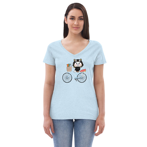 Ben-E Cat Bicycle Women’s recycled v-neck t-shirt