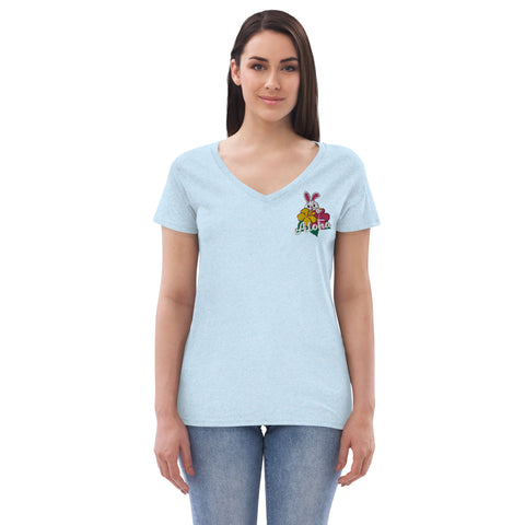 Aloha Women’s embroidered recycled v-neck t-shirt