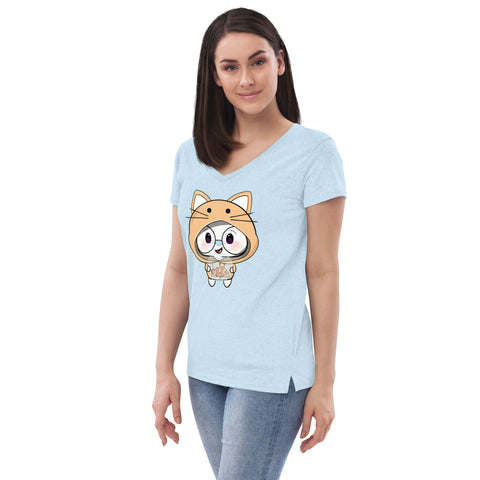 Ben-E Cat Fish Bowl  Women’s recycled v-neck t-shirt