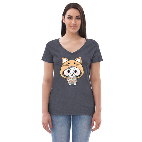 Ben-E Cat Fish Bowl  Women’s recycled v-neck t-shirt