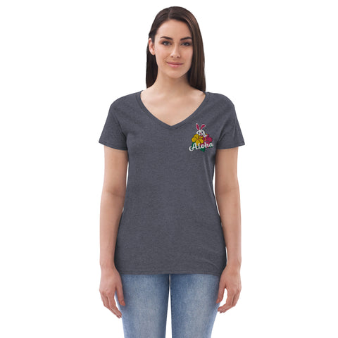 Aloha Women’s embroidered recycled v-neck t-shirt