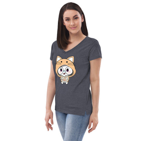 Ben-E Cat Fish Bowl  Women’s recycled v-neck t-shirt