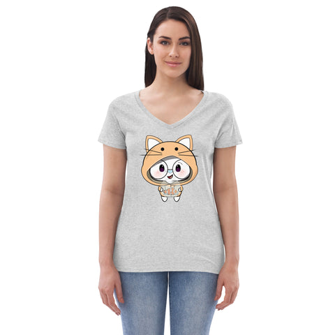 Ben-E Cat Fish Bowl  Women’s recycled v-neck t-shirt