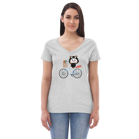 Ben-E Cat Bicycle Women’s recycled v-neck t-shirt