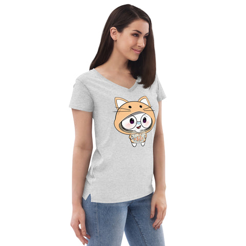 Ben-E Cat Fish Bowl  Women’s recycled v-neck t-shirt