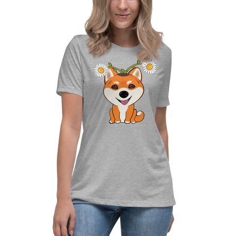 Shiba Inu Daisies Women's Relaxed T-Shirt