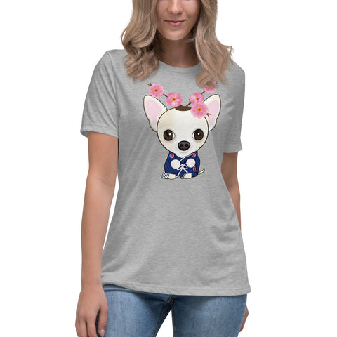 Chihuahua Plum Flower Women's Relaxed T-Shirt