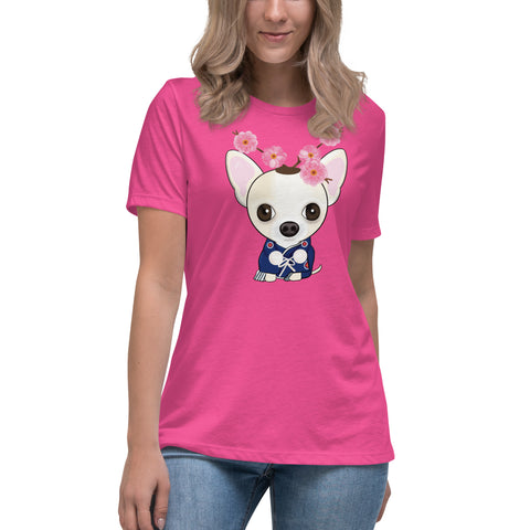 Chihuahua Plum Flower Women's Relaxed T-Shirt