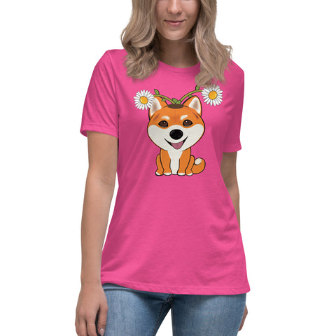 Shiba Inu Daisies Women's Relaxed T-Shirt