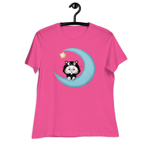 Ben-E Cat Moon Women's Relaxed T-Shirt