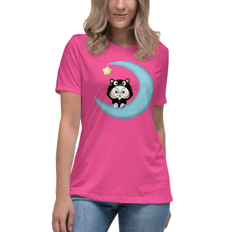 Ben-E Cat Moon Women's Relaxed T-Shirt