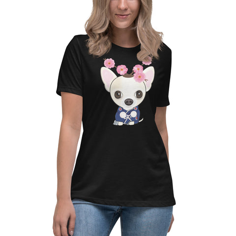 Chihuahua Plum Flower Women's Relaxed T-Shirt