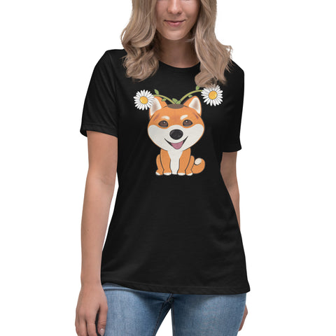 Shiba Inu Daisies Women's Relaxed T-Shirt