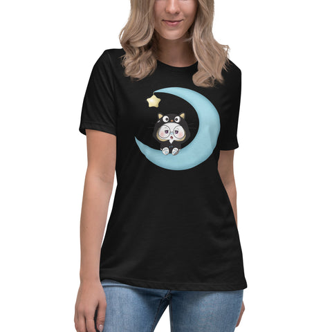 Ben-E Cat Moon Women's Relaxed T-Shirt