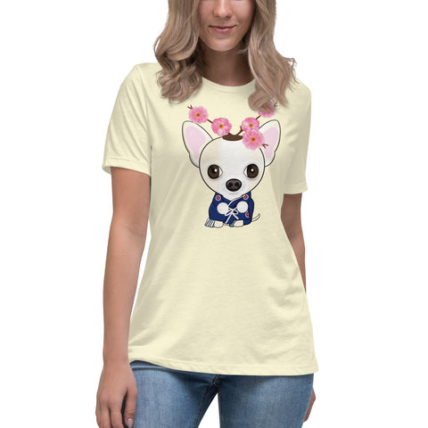 Chihuahua Plum Flower Women's Relaxed T-Shirt