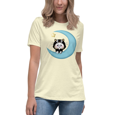 Ben-E Cat Moon Women's Relaxed T-Shirt