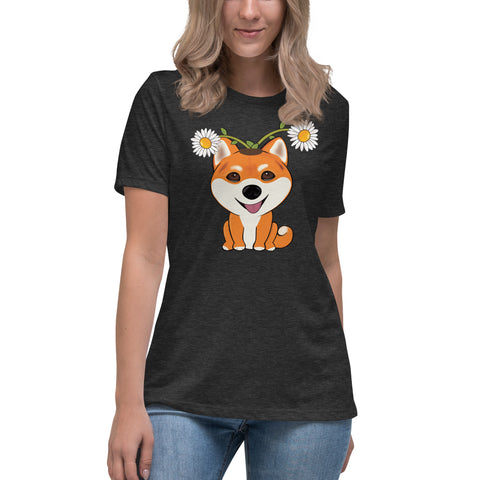 Shiba Inu Daisies Women's Relaxed T-Shirt