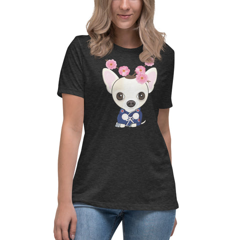 Chihuahua Plum Flower Women's Relaxed T-Shirt