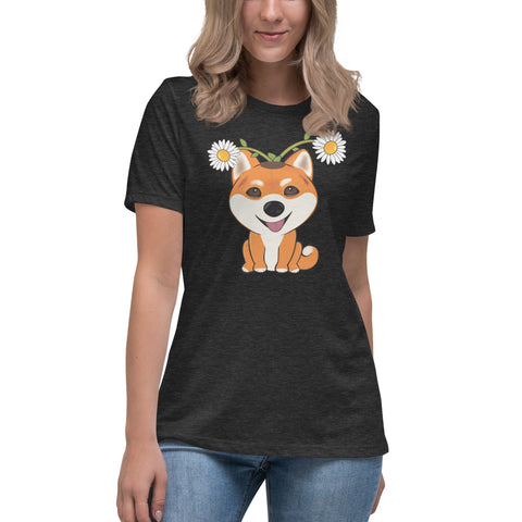 Shiba Inu Daisies Women's Relaxed T-Shirt