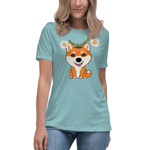 Shiba Inu Daisies Women's Relaxed T-Shirt