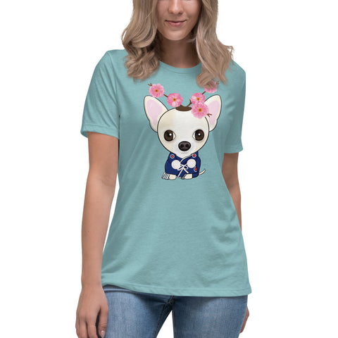Chihuahua Plum Flower Women's Relaxed T-Shirt