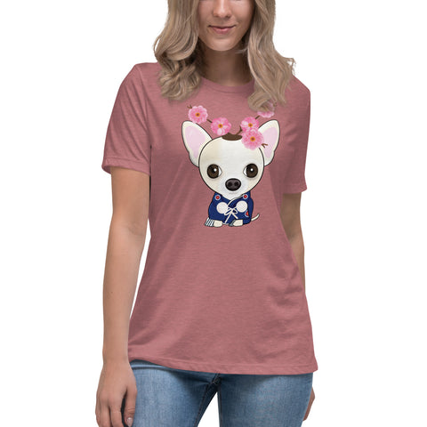 Chihuahua Plum Flower Women's Relaxed T-Shirt