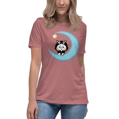 Ben-E Cat Moon Women's Relaxed T-Shirt