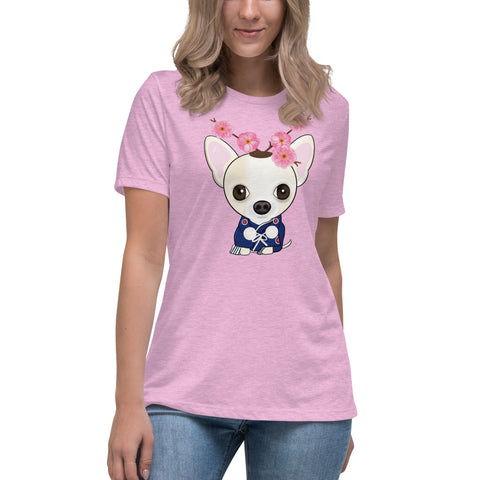 Chihuahua Plum Flower Women's Relaxed T-Shirt