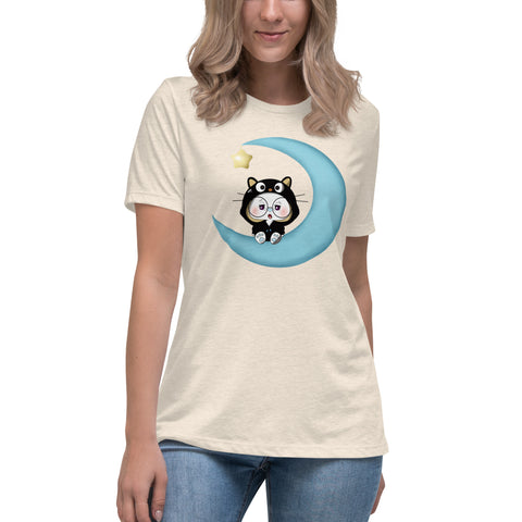 Ben-E Cat Moon Women's Relaxed T-Shirt