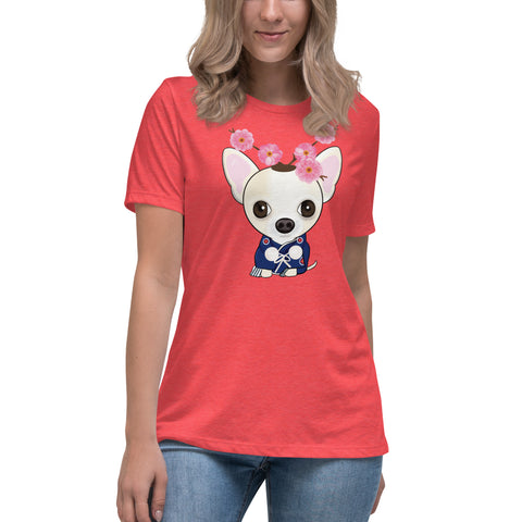 Chihuahua Plum Flower Women's Relaxed T-Shirt
