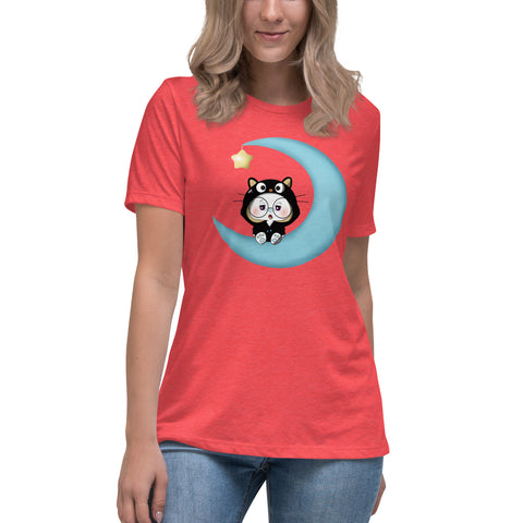 Ben-E Cat Moon Women's Relaxed T-Shirt