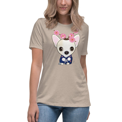 Chihuahua Plum Flower Women's Relaxed T-Shirt