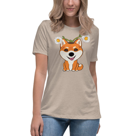 Shiba Inu Daisies Women's Relaxed T-Shirt