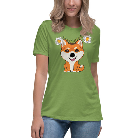 Shiba Inu Daisies Women's Relaxed T-Shirt