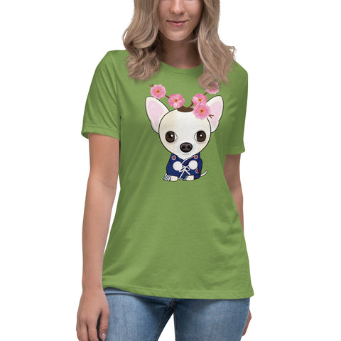 Chihuahua Plum Flower Women's Relaxed T-Shirt