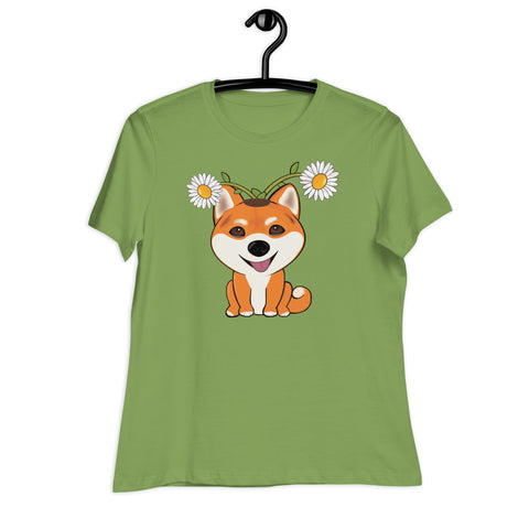 Shiba Inu Daisies Women's Relaxed T-Shirt